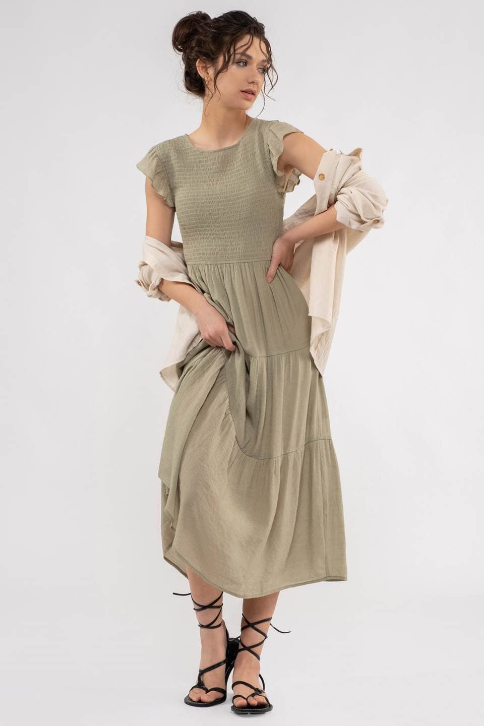 Light Olive Midi Dress