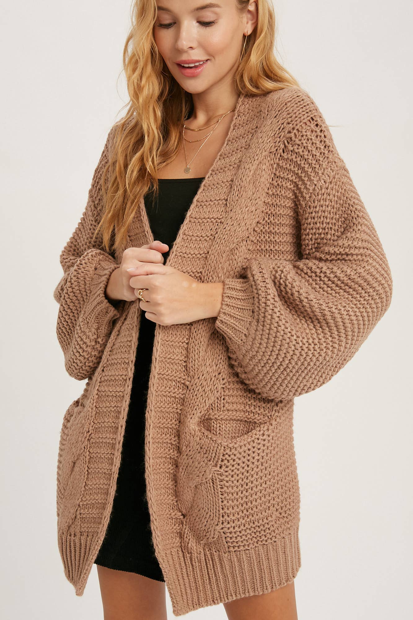 Chunky Lantern Sleeve Cardigan