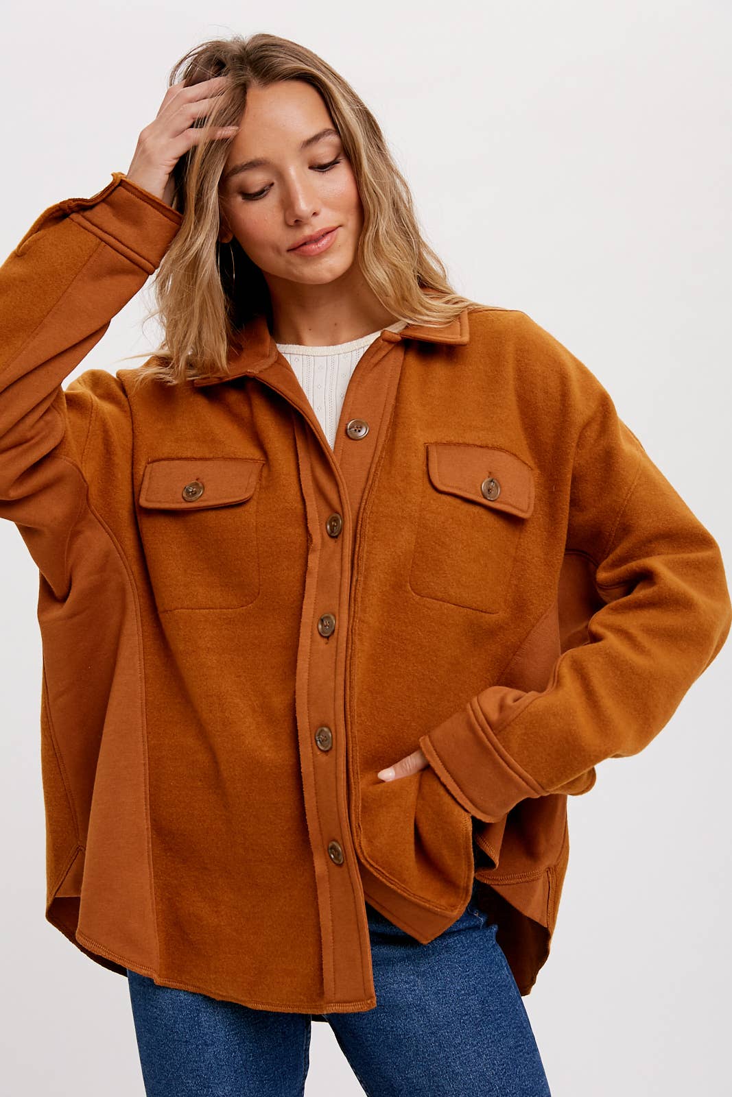 Brushed Terry Button Up Jacket